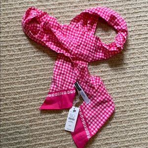 Silk pink checkerboard scarf